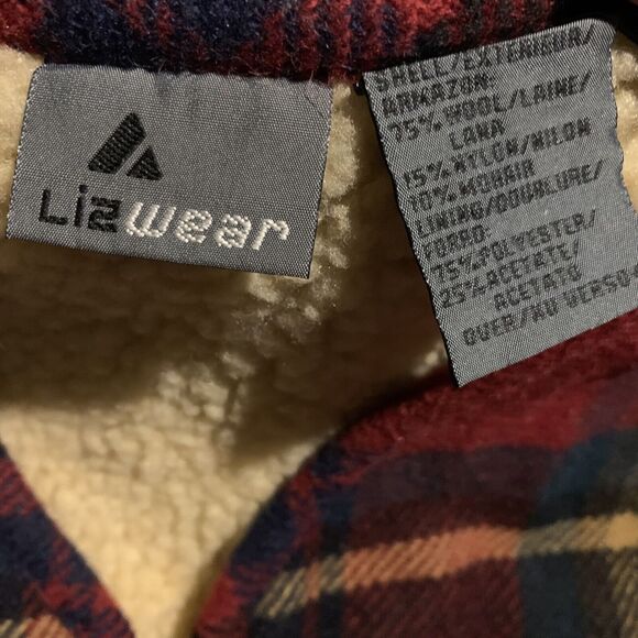 VINTAGE LIZ WEAR WOMENS RED PLAID WOOL MOHAIR RANCHER VEST COAT SIZE MEDIUM - Picture 5 of 13